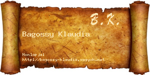 Bagossy Klaudia névjegykártya